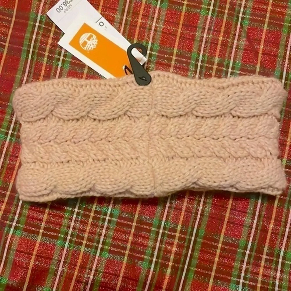Brand New Timberland Cable Knit Earband Pale Pink Headband Soft Fleece Interior